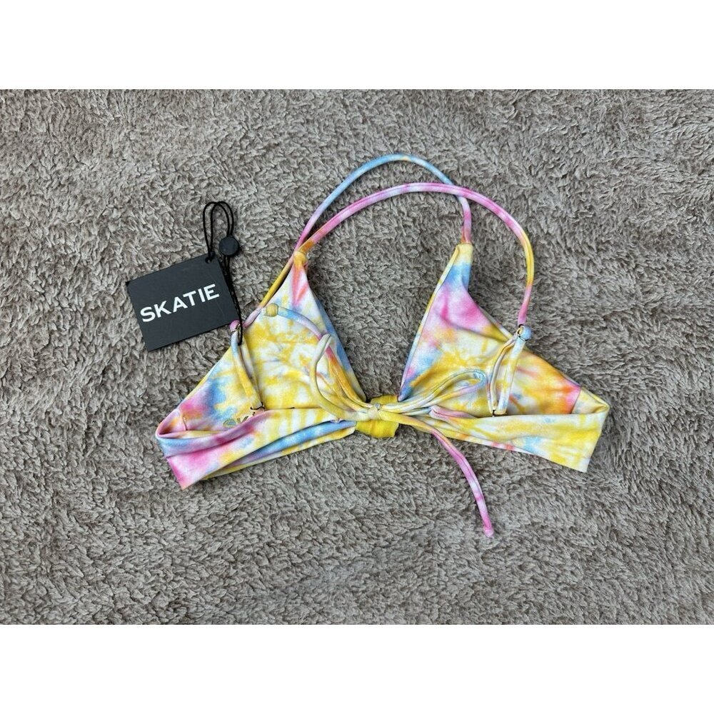 SKATIE Bikini Top XS NWT Multicolor Tie-Dye Sustainable Swimwear - Picture 6 of 7
